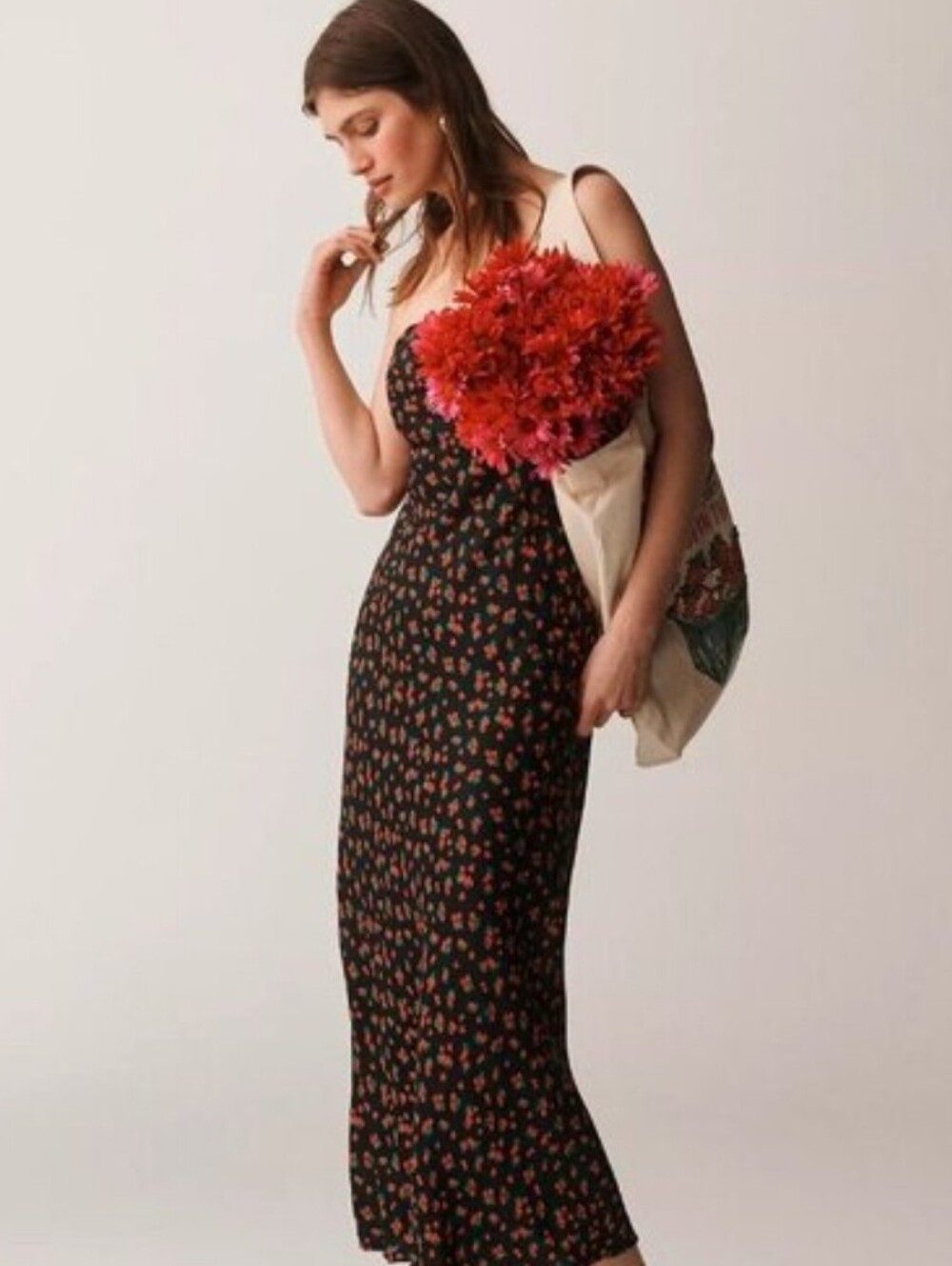 NWTs Anthropologie The Tilda Slip Dress Strawberries Size L $158 Y2K Style Midi